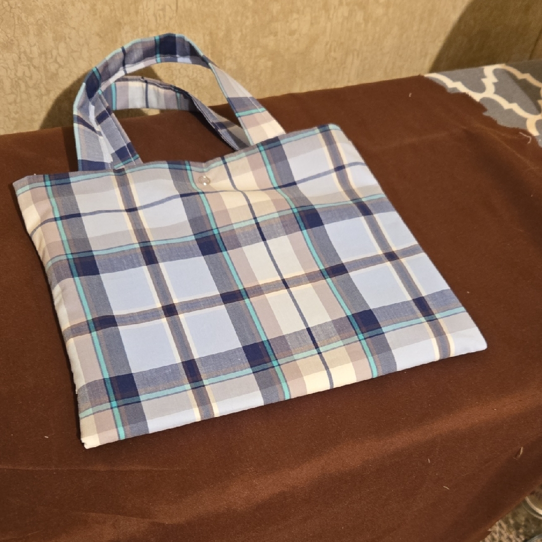 Plaid Blue And White Men's Ipad Sleeve. Homemade